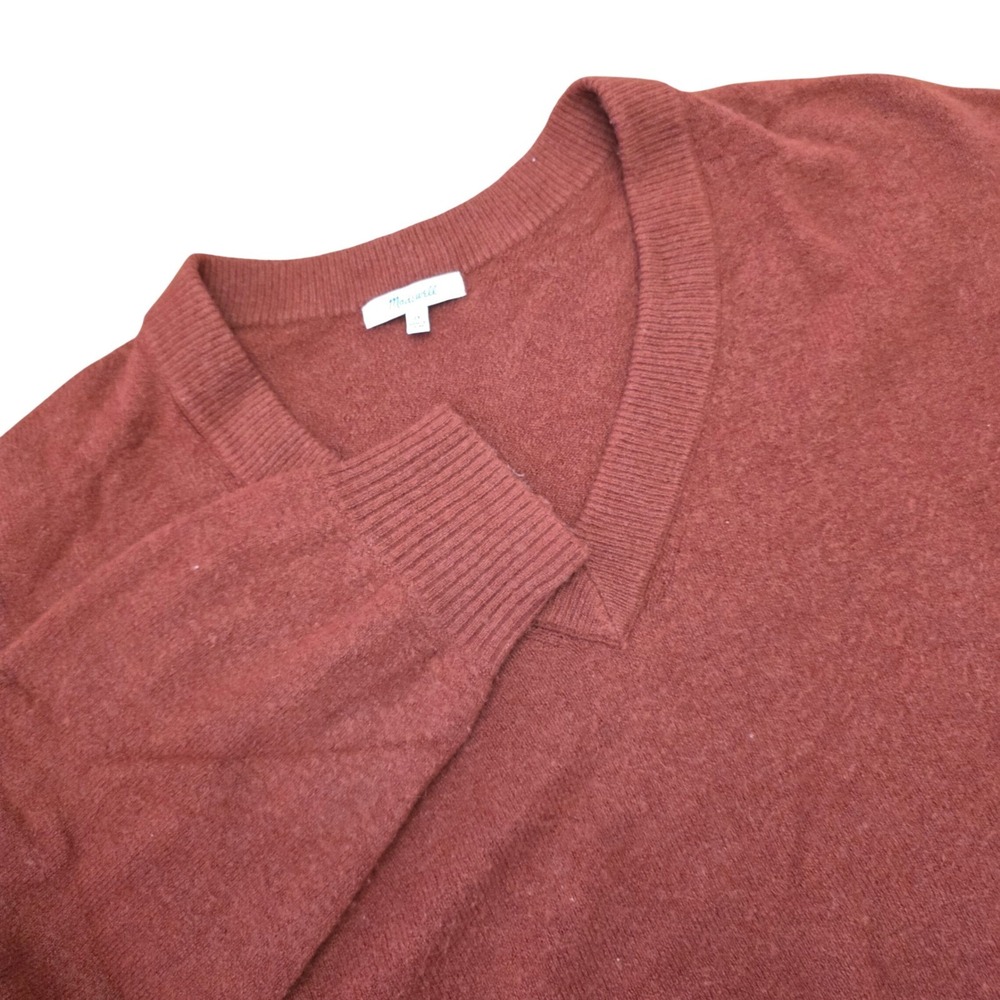 Madewell Rust Red V Neck Textured Knit Sweater Pullover Size 2X Classic Cozy - Picture 10 of 11